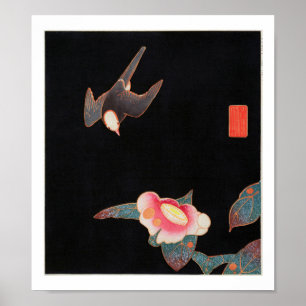 Poster Hirondelle et Camellia, Jakuchú