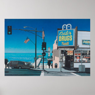 Poster hiroshi nagai art peintures ville pop et avion