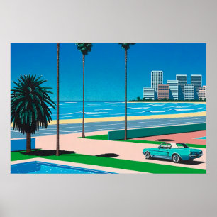 Poster hiroshi nagai art peintures ville pop et avion