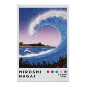 Poster Hiroshi Nagai Inspired Ocean Wave Retro Art Print (Devant)
