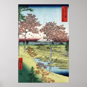 Poster Hiroshige - Colline du coucher de soleil, Meguro d