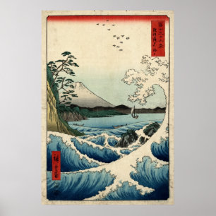 Poster Hiroshige la mer chez Satta dans la province de