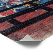 Poster Hiroshige - Mer rugueuse à la plage de Shichiri à  (Coin)