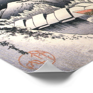 Poster Hiroshige, Neige du soir au village de Kanbara Aff
