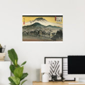 Poster Hiroshige - Vue nocturne d'un temple dans les coll (Bureau à domicile)
