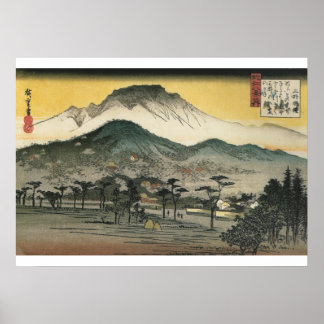 Poster Hiroshige - Vue nocturne d'un temple dans les coll