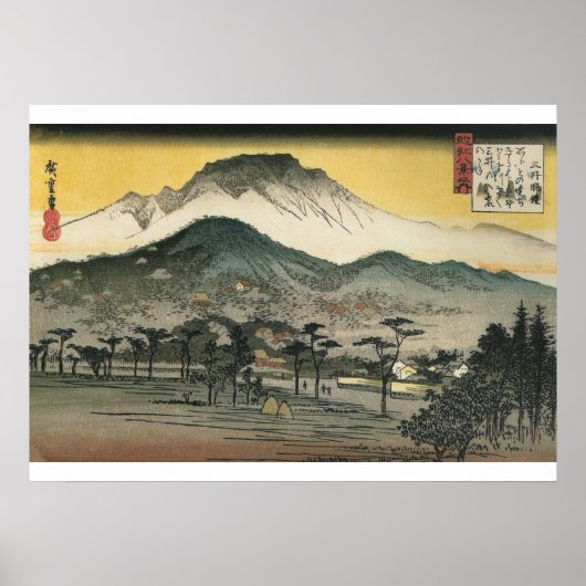 Poster Hiroshige - Vue nocturne d'un temple dans les coll (Devant)
