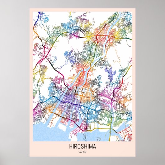 Poster Hiroshima Japan City Map (Devant)