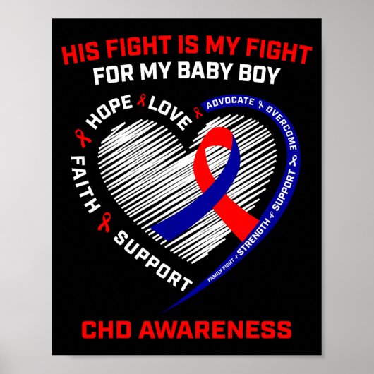 Poster His Fight Baby Boy Son Chd Awareness Heart Disease (Devant)