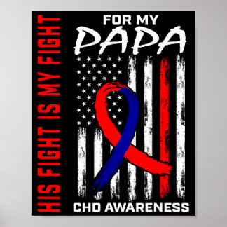 Poster His Fight Papa Chd Awareness American Flag Graphic