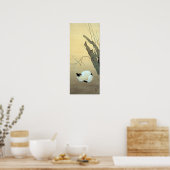 Poster Hishida Shunso Chat et fleurs de prunes (Cuisine)