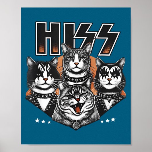 Poster Hiss Funny Cats Kittens Rock Rockin Funny Cat (Devant)