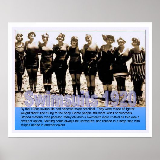 Poster Histoire, Balnéaire, maillots de bain en 1920 (Devant)