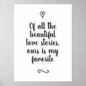Poster Histoire d'amour romantique Mariage Calligraphie K (Devant)