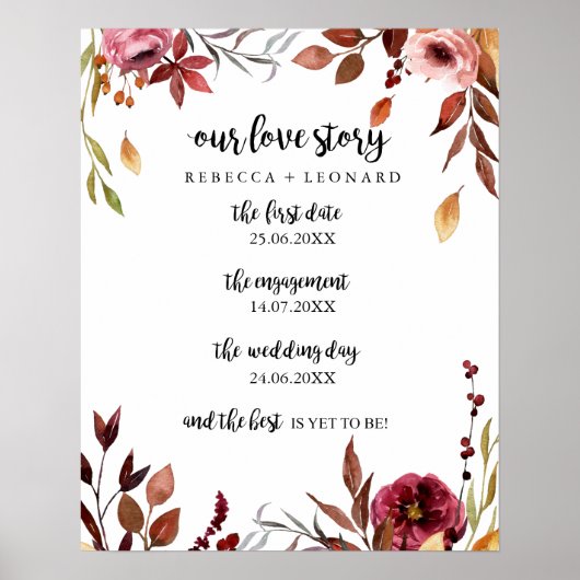 Poster histoire d'amour timeline mariage automne signe fl (Devant)