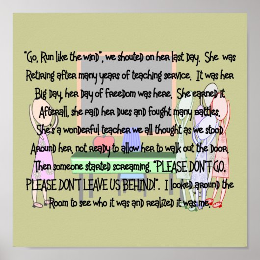 Poster Histoire de retraite de l'enseignant Imprimer "N'y (Devant)