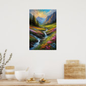 Poster Histoire de ruisseau dans une vallée entourée de f (Cuisine)