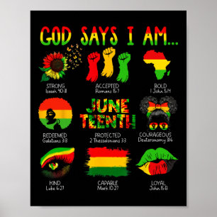Poster Histoire des Noirs Juneteenth Dieu dit que je suis