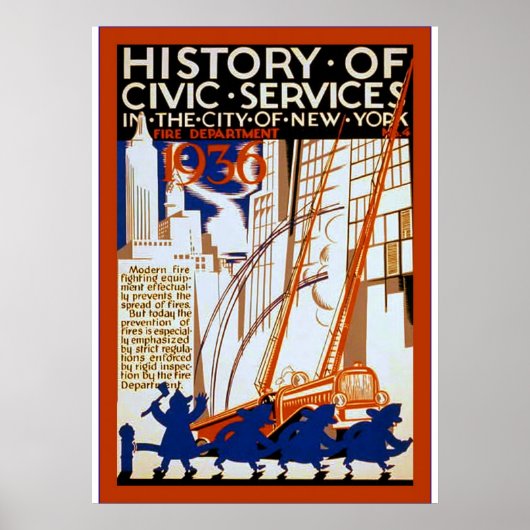 Poster Histoire des services civiques ~ NY~ Fire ~ 4 ~ Vi (Devant)