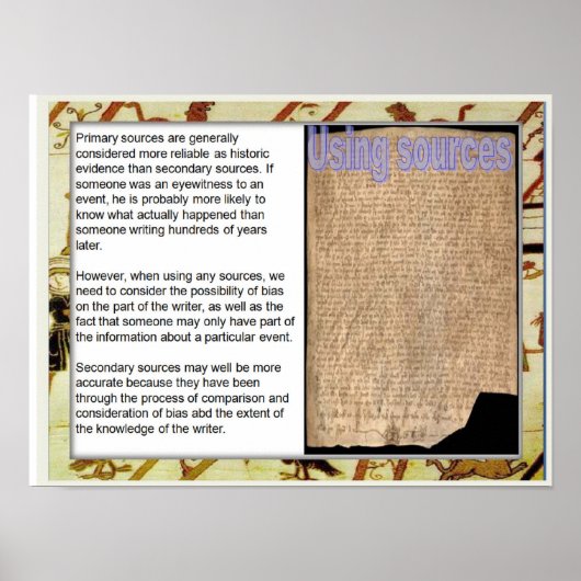 Poster Histoire, médiévale, Utilisation de sources (Devant)