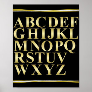 Poster Histoire noire et or avec alphabet