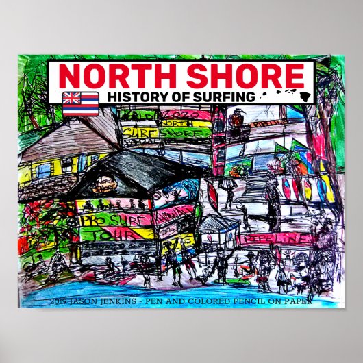 POSTER HISTOIRE NORD-CÔTE DE LA PIPELINE DE SURF (Devant)
