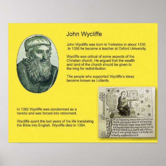 Poster Histoire, Réforme, John Wycliffe (Devant)