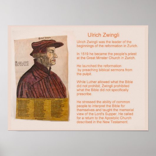 Poster Histoire, Religion, Réforme, Ulrich Zwingli (Devant)
