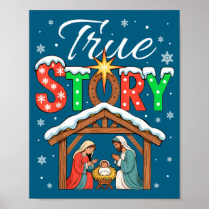 Poster Histoire vraie Nativité Noël Bébé Jésus Religieux