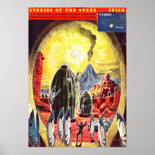 Poster Histoires vintages des étoiles Alien de science-fi