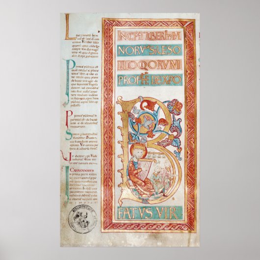 Poster Historiated initial 'B' depicting King David (Devant)