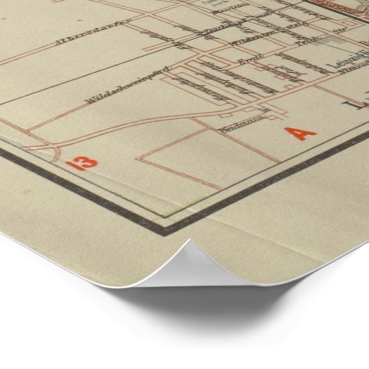 Poster Historical Map of Leipzig by Gaebler 1940 Edition (Coin)