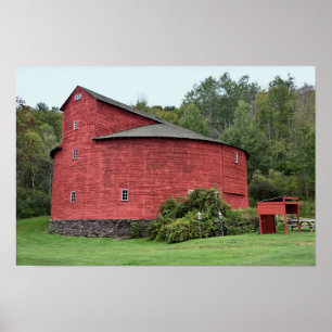 Poster Historique Red Round Grange, Halcottsville, New Yo