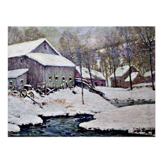 Poster Hiver à la ferme - Julian Onderdonk peinture (Devant)