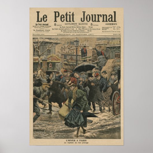 Poster Hiver à Paris marche dans la boue (Devant)