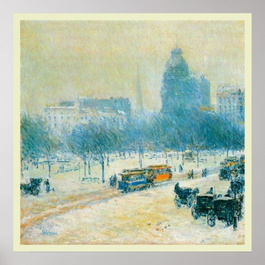 Poster Hiver à Union Square par Frederick Childe Hassam (Devant)