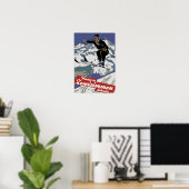 Poster Hiver à Zweisimmen, ski voyage vintage et (Bureau à domicile)