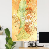 Poster Hiver Alfons Mucha Art Nouveau (Bureau à domicile)