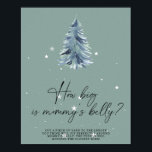 Poster Hiver arbre quelle taille est l'affiche de jeu du<br><div class="desc">Le design comprend une police de script de calligraphie moderne,  des étoiles de flocons de neige et un arbre de forêt aquarelle. Éléments correspondants disponibles.</div>