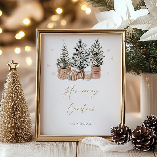 Poster Hiver Arbres de Noël rustiques Combien de bonbons