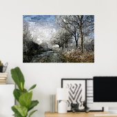 Poster Hiver Bayou Trees Paysage Aquarelle Peinture (Bureau à domicile)