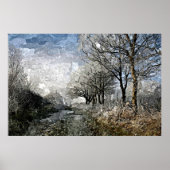 Poster Hiver Bayou Trees Paysage Aquarelle Peinture (Devant)