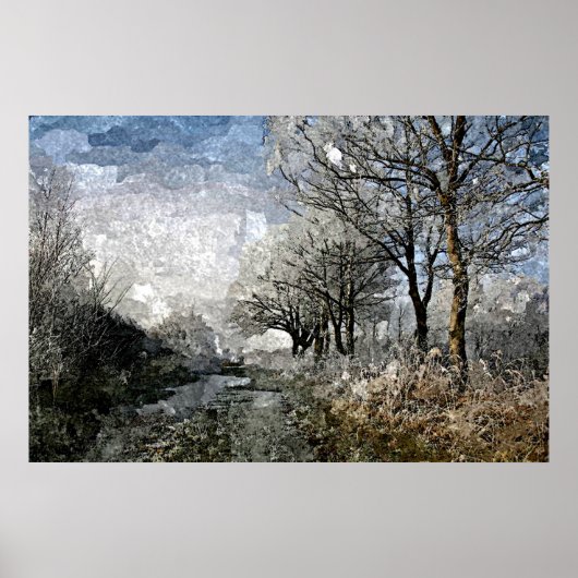 Poster Hiver Bayou Trees Paysage Aquarelle Peinture (Devant)