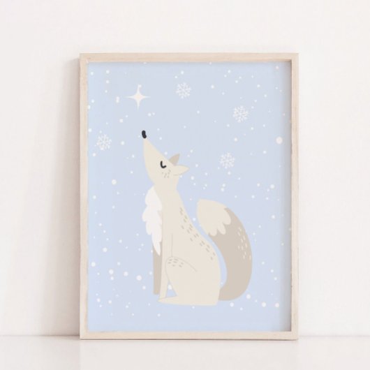 Poster Hiver bleu | Fox Arctic Animal Nursering Décor