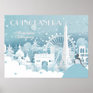 Poster Hiver bleu glace à Paris Quinceañera