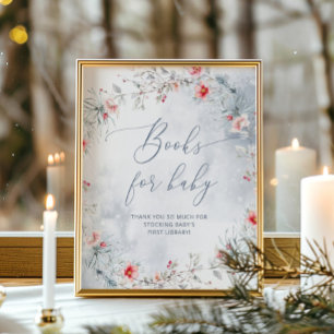 Poster Hiver bleu poussiéreux couronne de Noël Livres pou