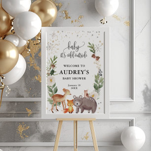 Poster Hiver Bois Animaux Bébé Il fait froid, Bienvenue