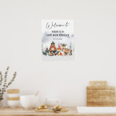 Poster Hiver Bois Animaux Fête d'anniversaire Bienvenue (Cuisine)
