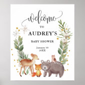 Poster Hiver Bois Animaux Grand Bienvenue (Devant)