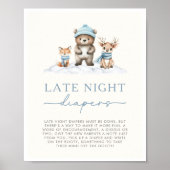 Poster Hiver Bois Animaux Late Night Diapers Jeu (Devant)